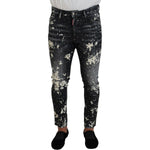 Dsquared² Gray Wash White Splash Print Skinny Denim Jeans PAN74367-48