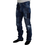 Dsquared² Blue Washed Patchwork Straight Fit Denim Jeans PAN74374-48