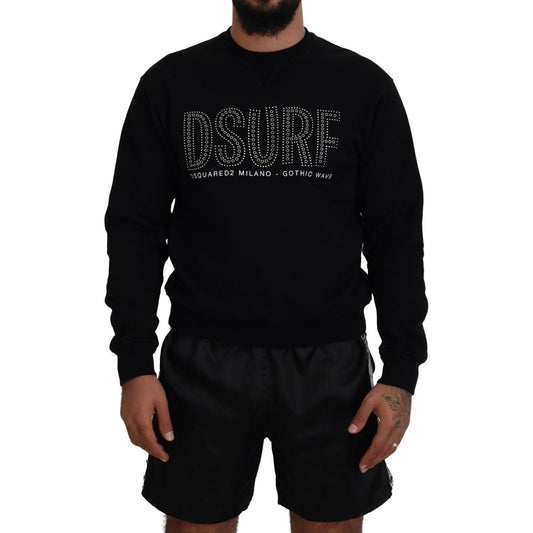 Dsquared² Black Cotton Printed Long Sleeves Pullover Sweater TSH83532-48