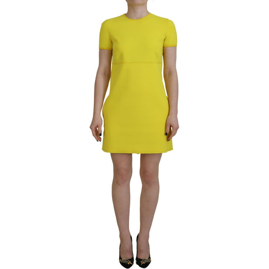 Dsquared² Yellow Nylon Short Sleeves Round Neck Mini Dress TSH83423-38