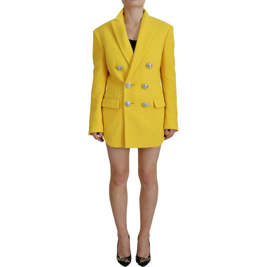 Dsquared² Yellow Peak Double Breasted Suit Blazer Short Set KOS2009-38