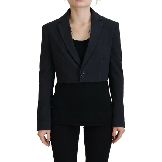 Dsquared² Black Cotton Cropped Button Blazer Jacket JKT3522-38