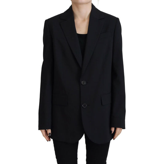 Dsquared² Black Flower Single Breasted Coat Blazer JKT3524-38