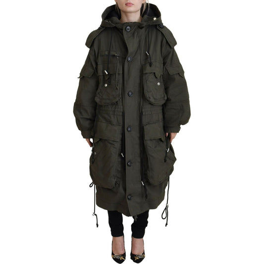 Dsquared² Green Hooded Full Zip Long Parka Coat Jacket JKT3531-38