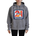 Dsquared² Gray Logo Print Cotton Hoodie Sweatshirt Sweater TSH83464-38