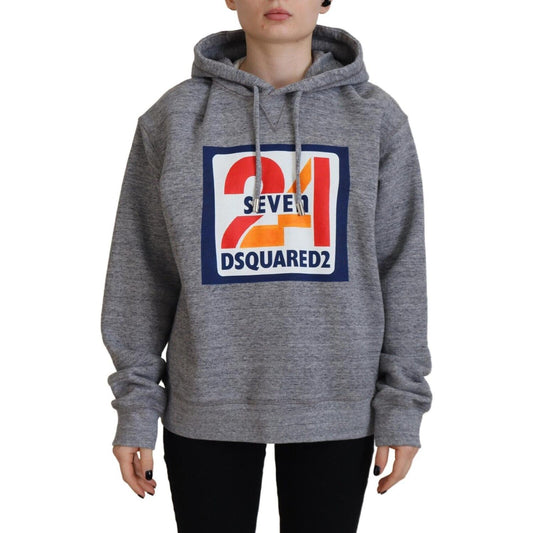 Dsquared² Gray Logo Print Cotton Hoodie Sweatshirt Sweater TSH83464-38