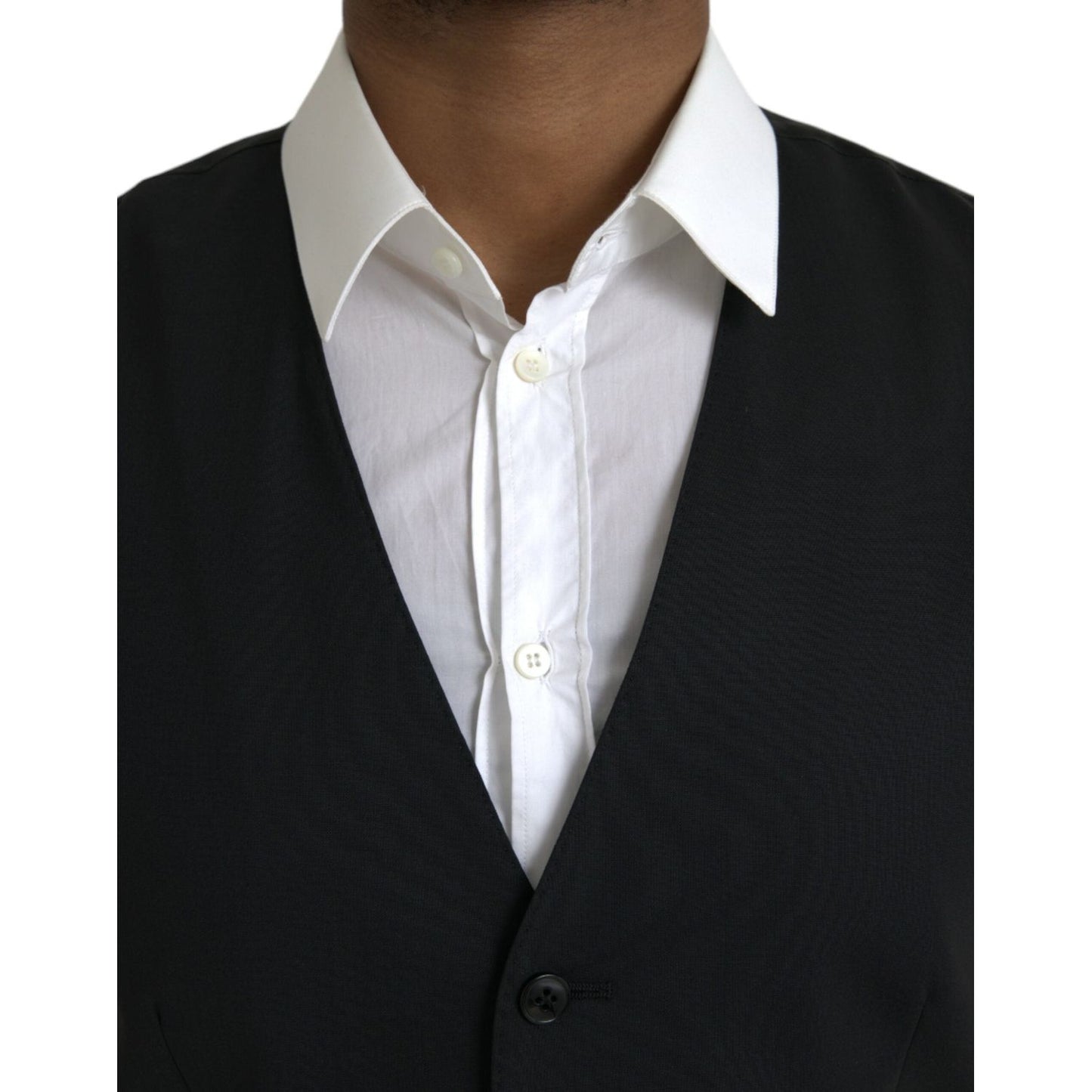 Dolce & Gabbana Black Wool Formal Dress Waistcoat Vest TSH86215-48