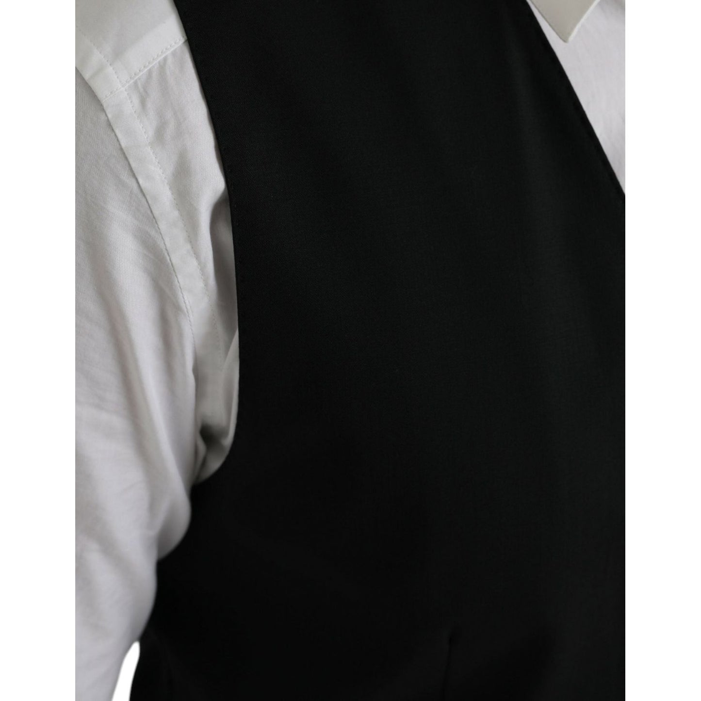 Dolce & Gabbana Black Wool Formal Dress Waistcoat Vest TSH86215-48