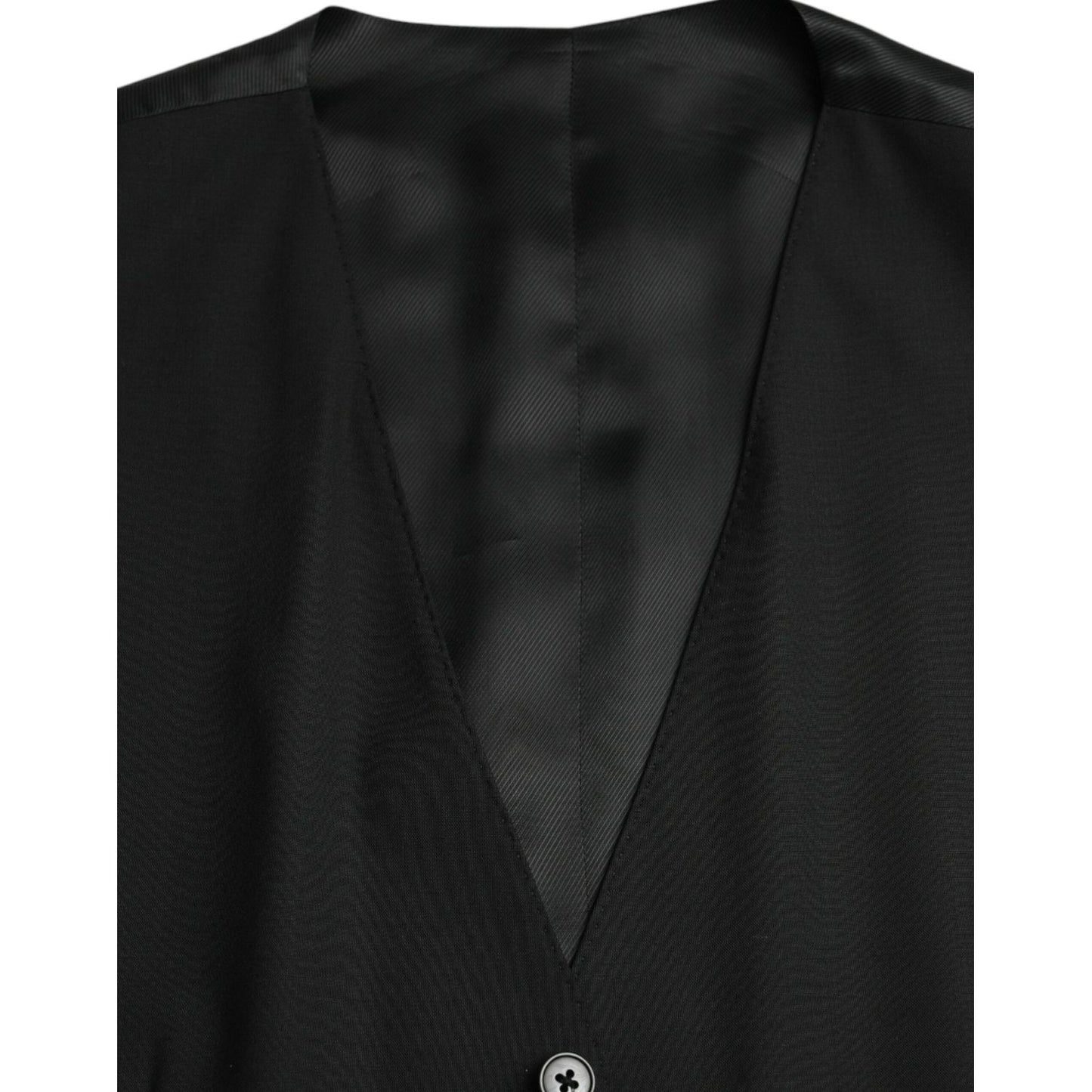 Dolce & Gabbana Black Wool Formal Dress Waistcoat Vest TSH86215-48