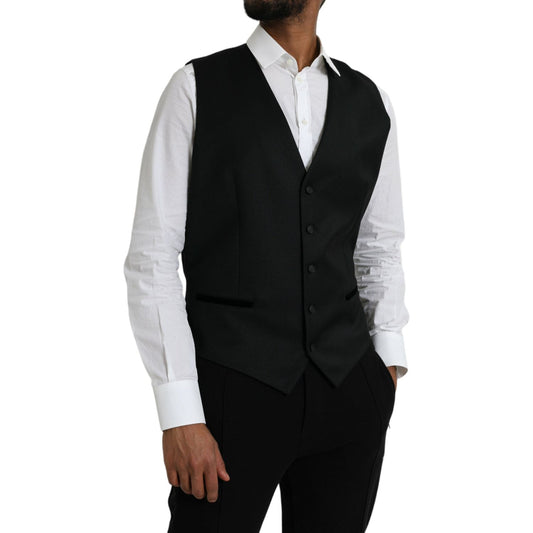 Dolce & Gabbana Black Silk Waistcoat Dress Formal Vest TSH851980-54
