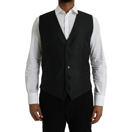 Dolce & Gabbana Black Wool Waistcoat Dress Formal Vest TSH851984-54