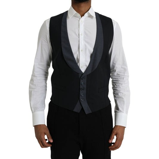 Dolce & Gabbana Black Wool Waistcoat Dress Formal Vest TSH851989-48