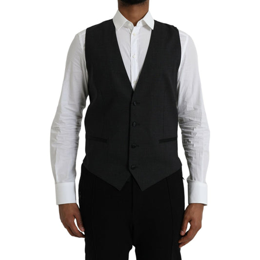 Dolce & Gabbana Black Cotton Waistcoat Dress Formal Vest TSH851991-50