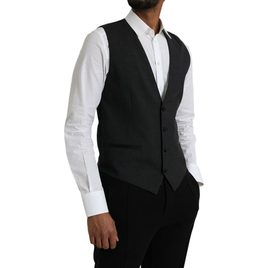 Dolce & Gabbana Black Cotton Waistcoat Dress Formal Vest TSH851991-50