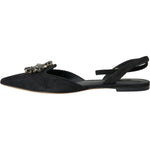 Dolce & Gabbana Black Leather Crystal Slingback Sandals Shoes LA10688-38