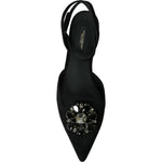 Dolce & Gabbana Black Leather Crystal Slingback Sandals Shoes LA10688-38