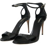 Dolce & Gabbana Black KEIRA Leather Heels Sandals Shoes LA10763-41