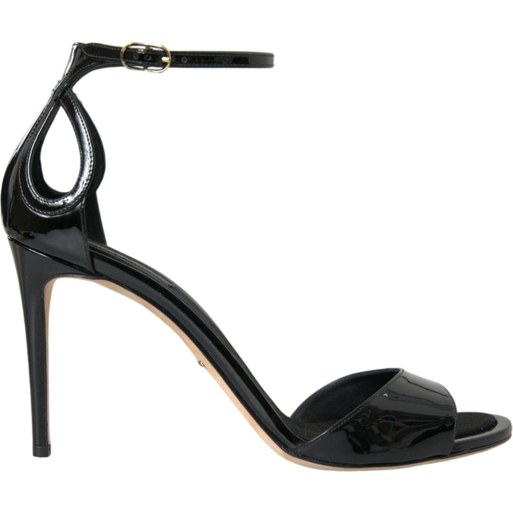 Dolce & Gabbana Black KEIRA Leather Heels Sandals Shoes LA10763-41