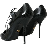 Dolce & Gabbana Black Python Leather Mary Jane Pumps Shoes LA10758-39