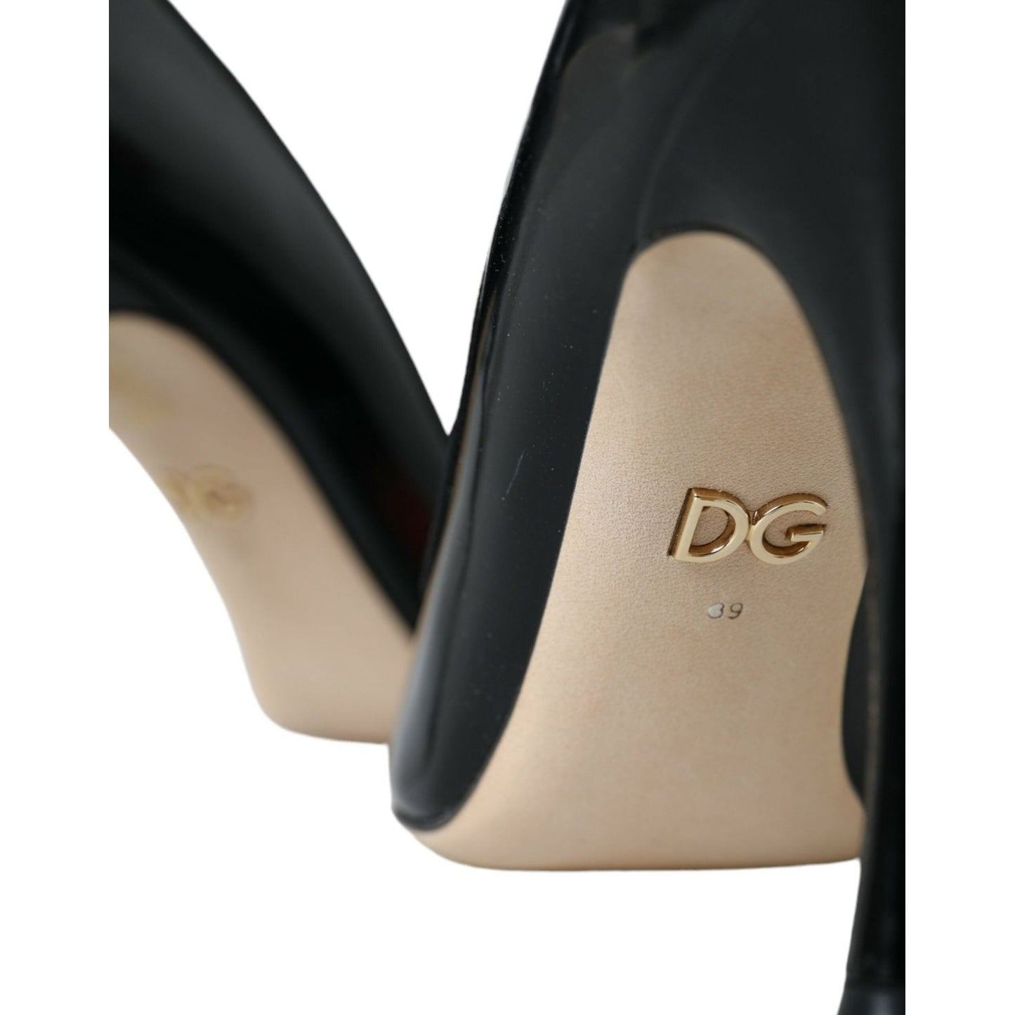 Dolce & Gabbana Black Leather WOW Patch Heels Pumps Shoes LA10860-39