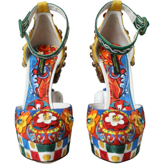 Dolce & Gabbana Multicolor Carretto Embellished Sandals Shoes LA10702-36.5