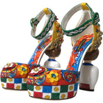 Dolce & Gabbana Multicolor Carretto Embellished Sandals Shoes LA10702-37