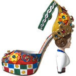 Dolce & Gabbana Multicolor Carretto Embellished Sandals Shoes LA10702-37