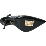 Dolce & Gabbana Black Leather Faux Pearl Heel Slingback Shoes LA10617-40