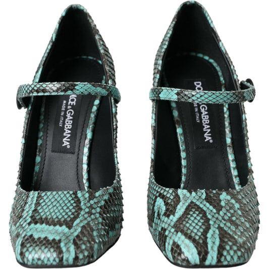 Dolce & Gabbana Aqua Python Leather Mary Jane Pumps Shoes LA10596-39