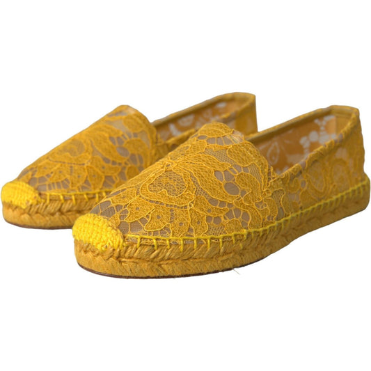 Dolce & Gabbana Yellow Taormina Lace Espadrille Loafers Flats Shoes LA10705-37