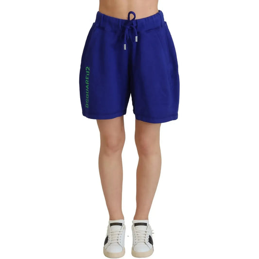 Dsquared² Blue Logo Cotton High Waist Sweatshorts Shorts PAN74532