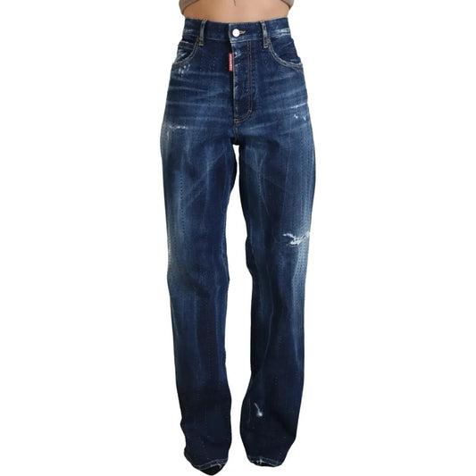 Dsquared² Blue High Waist Straight Denim Jeans San Diego PAN74500
