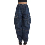 Dsquared² Blue High Waist Cotton Cargo Baggy Denim Jeans PAN74492-38