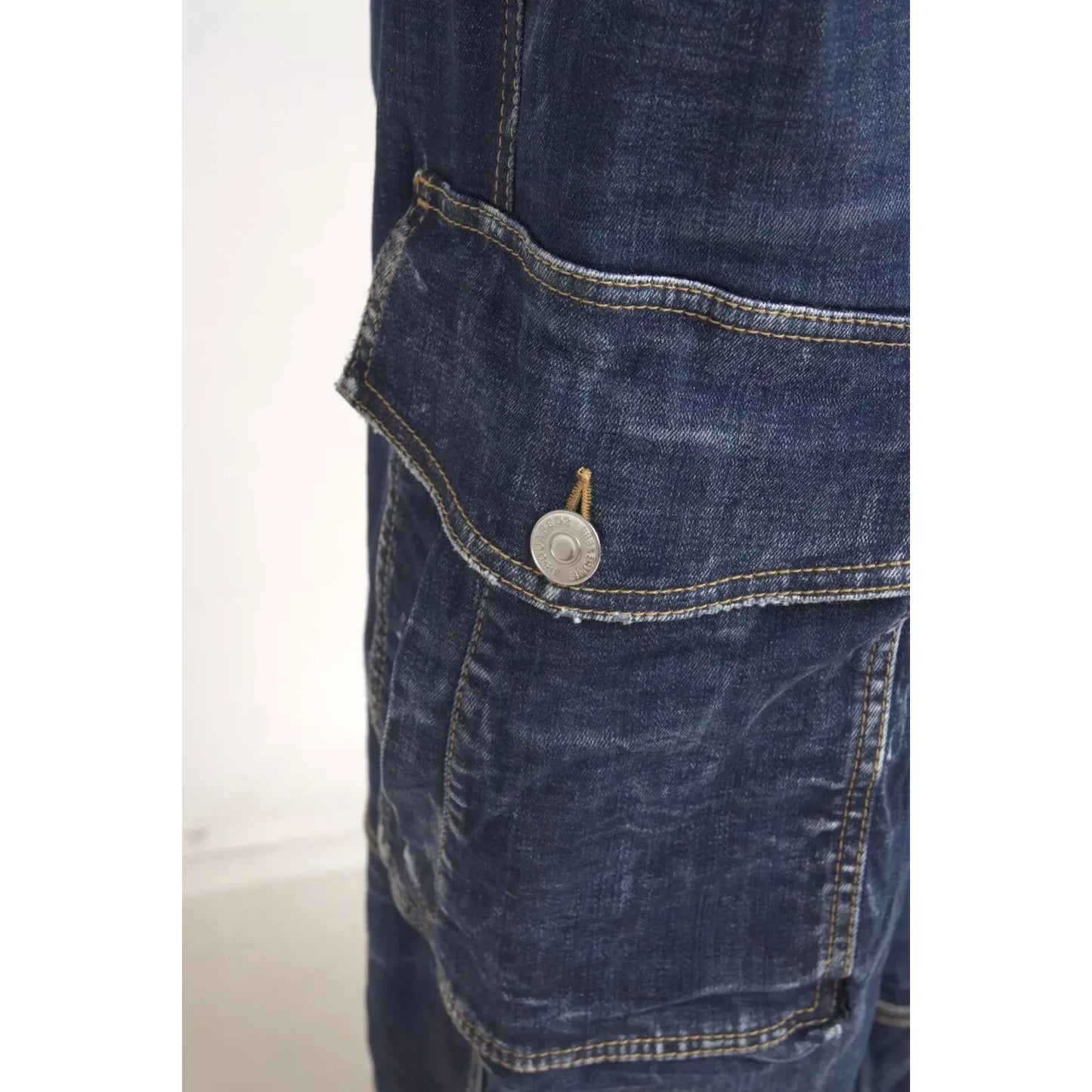 Dsquared² Blue High Waist Cotton Cargo Baggy Denim Jeans PAN74492-38