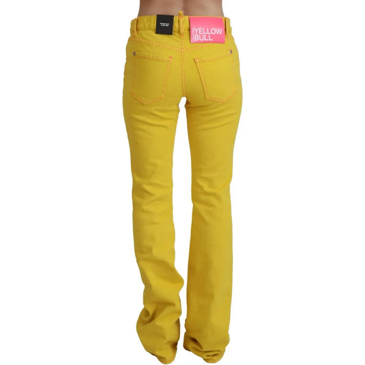 Dsquared² Yellow Cotton Mid Waist Flare Denim Trouser Jeans PAN74498