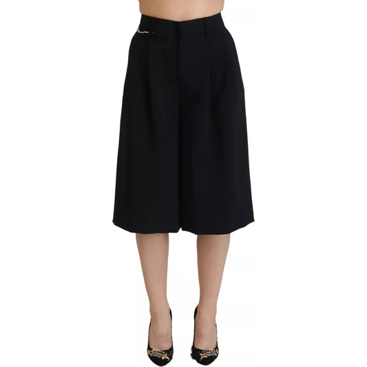 Dsquared² Black High Waist Wide Leg Cropped Trouser Pants PAN74526