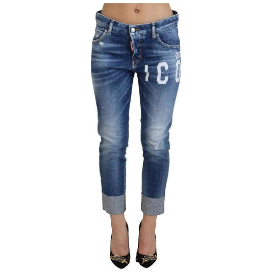 Dsquared² Blue Icon Low Waist Cropped Cool Girl Denim Jeans PAN74509-38