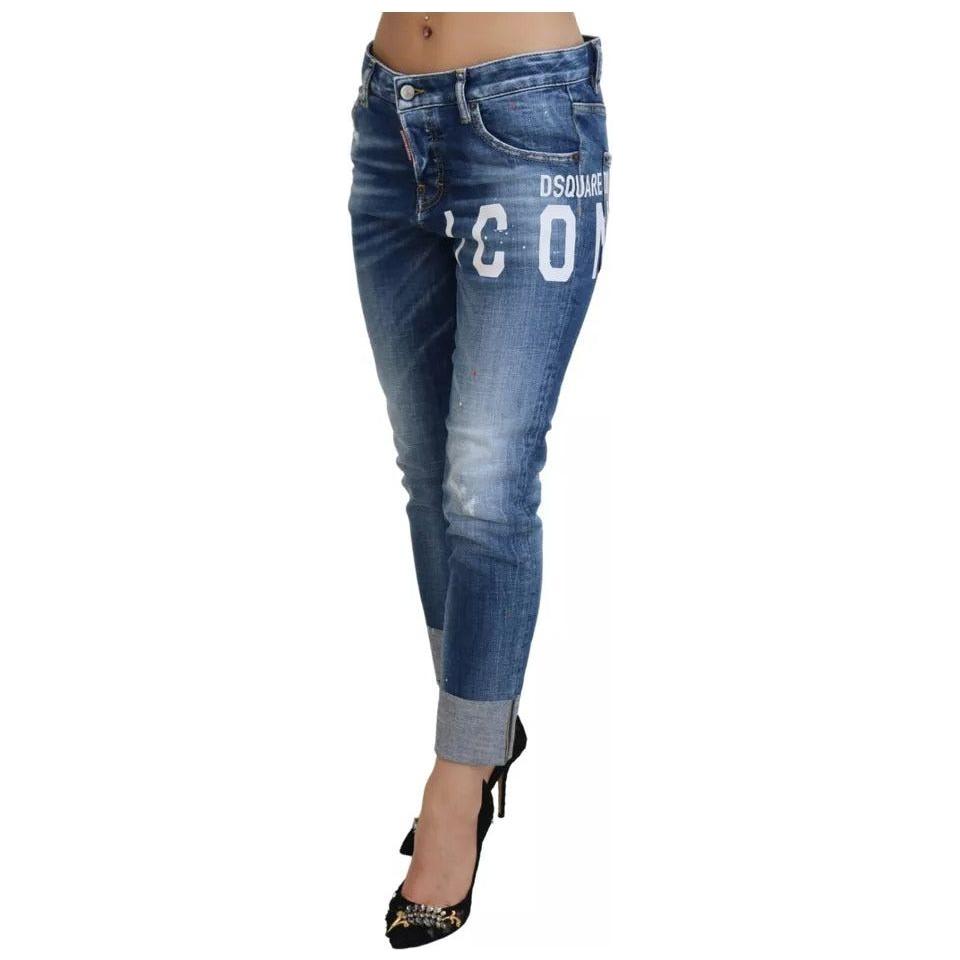 Dsquared² Blue Icon Low Waist Cropped Cool Girl Denim Jeans PAN74509-38