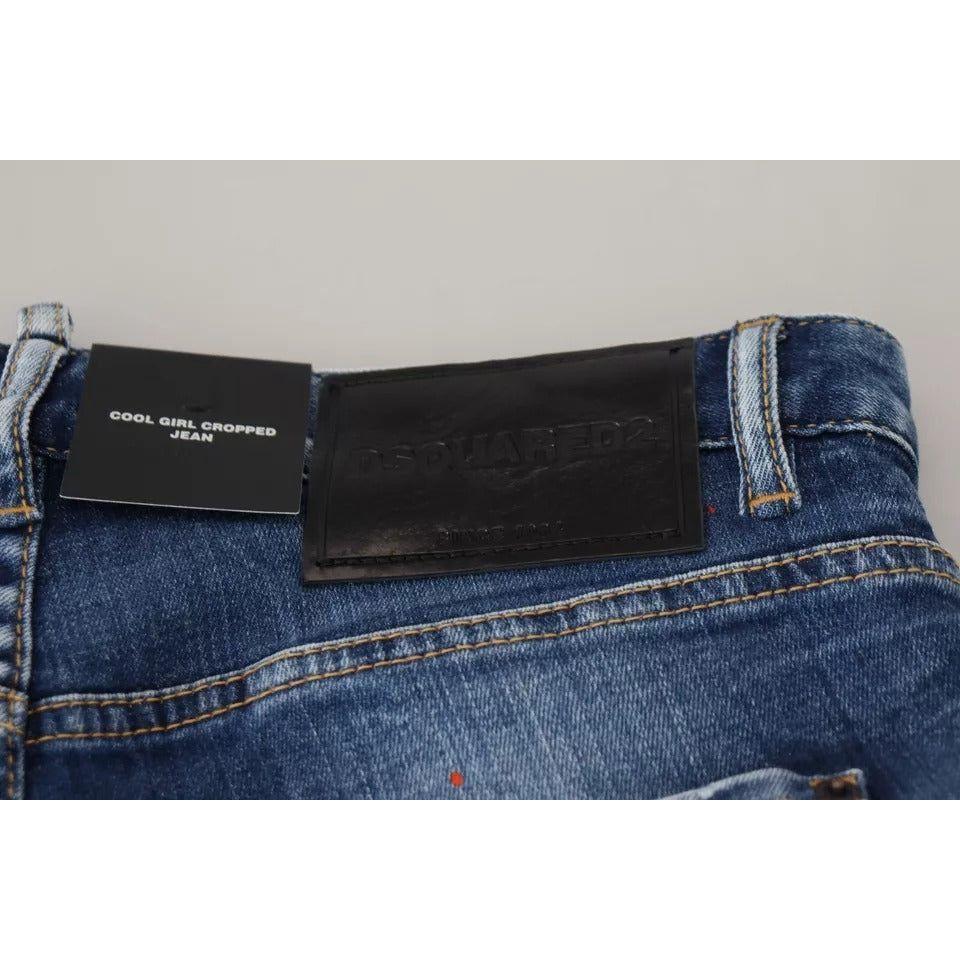 Dsquared² Blue Icon Low Waist Cropped Cool Girl Denim Jeans PAN74509-38