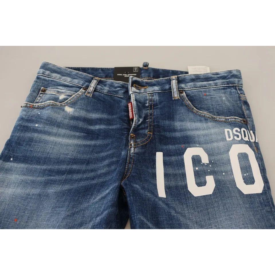 Dsquared² Blue Icon Low Waist Cropped Cool Girl Denim Jeans PAN74509-38