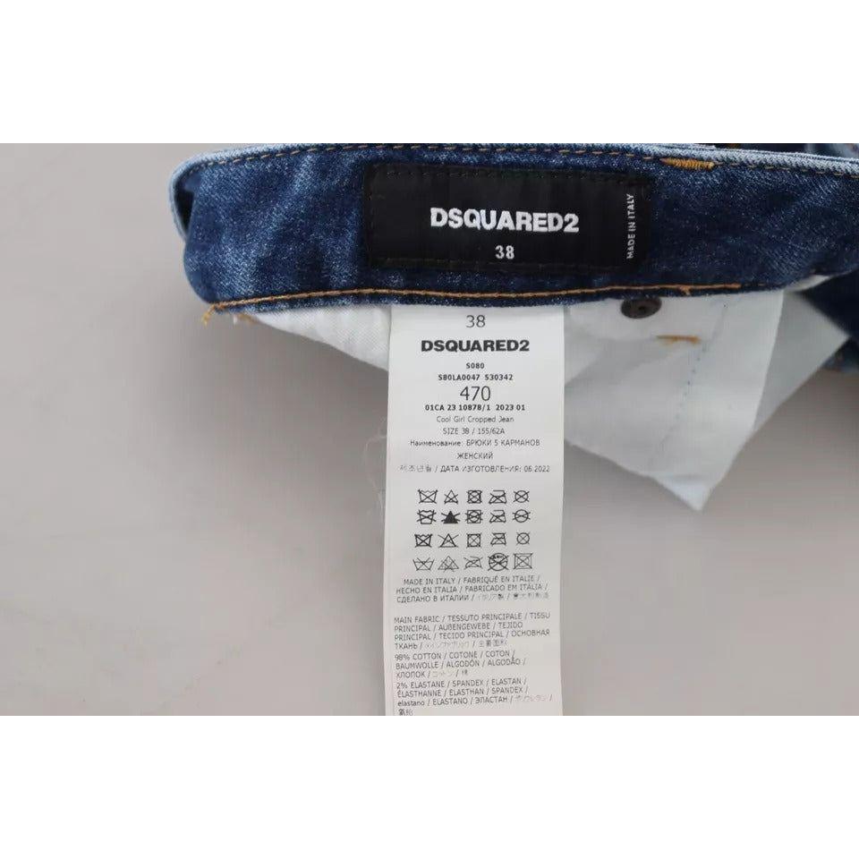 Dsquared² Blue Icon Low Waist Cropped Cool Girl Denim Jeans PAN74509-38