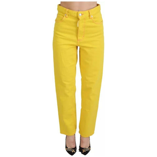 Dsquared² Yellow Cotton High Waist Straight Denim Boston Jeans PAN74506-38
