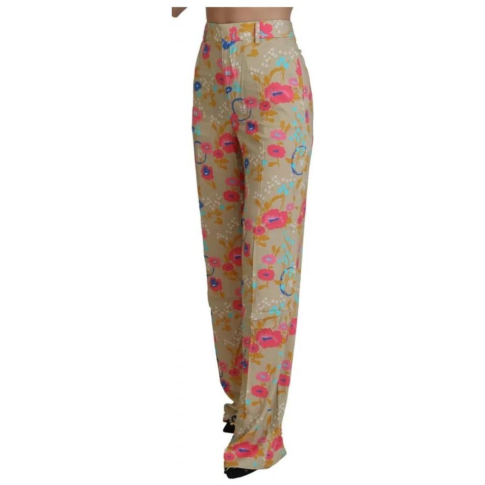 Dsquared² Beige Floral High Waist Straight Pants PAN74499-38