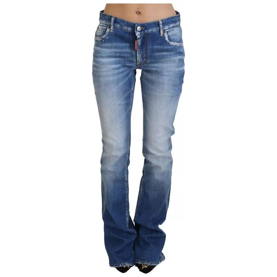 Dsquared² Blue Washed Cotton Mid Waist Flared Denim Jeans PAN74511-38