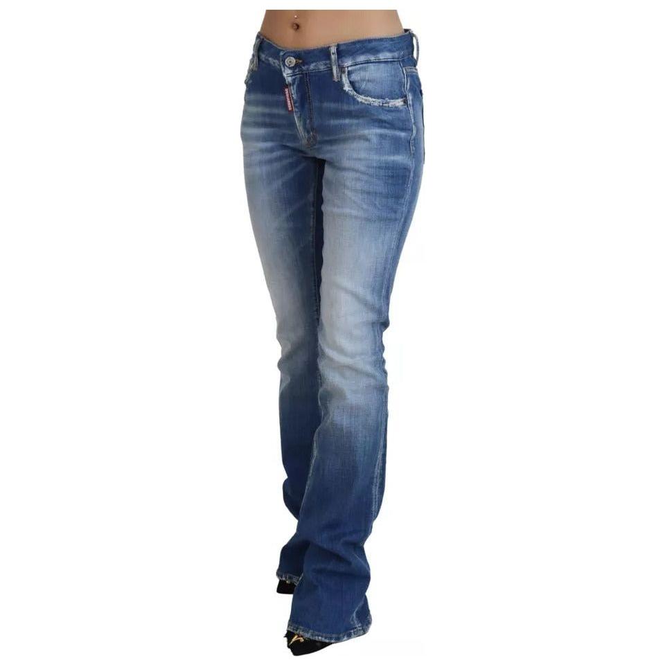 Dsquared² Blue Washed Cotton Mid Waist Flared Denim Jeans PAN74511-38