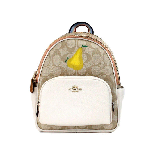 COACH Mini Court Signature Pear Motif Shoulder Backpack Bookbag Bag Chalk Taffy 84919