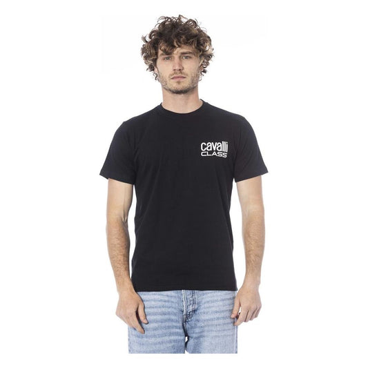 Cavalli Class Black Cotton Men T-Shirt CA-24368-L