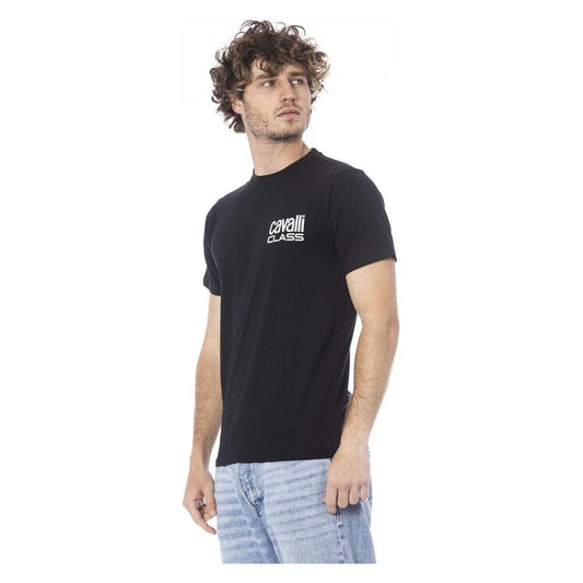 Cavalli Class Black Cotton Men T-Shirt CA-24368-L
