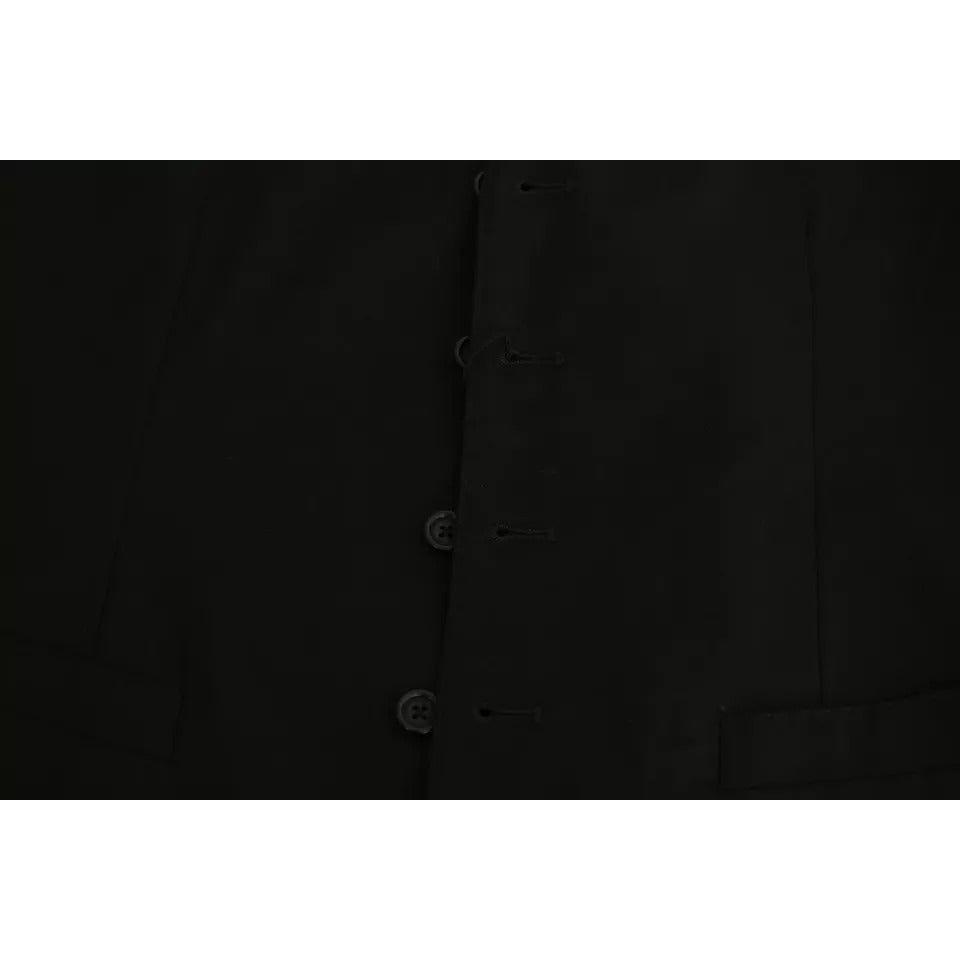 Dolce & Gabbana Black Wool Stretch Waistcoat Formal Dress Vest TSH4063-46