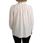 Dolce & Gabbana Off White Scarfneck Long Sleeves Blouse Silk Top TSH4905-42